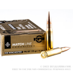20 Rounds of .308 Win Match Ammo by Prvi Partizan - 175gr FMJBT