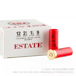 250 Rounds of 12ga Ammo by Estate Cartridge - 2 3/4 1 1/8 ounce #9 shot