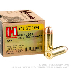 20 Rounds of .480 Ruger Ammo by Hornady - 325gr JHP