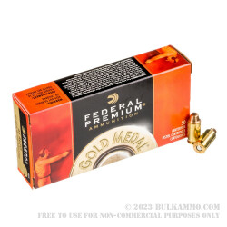 50 Rounds of .45 ACP Ammo by Federal Gold Medal Match - 185gr FMJSWC