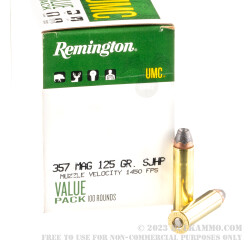 100 Rounds of .357 Mag Ammo by Remington - 125gr SJHP