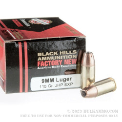 20 Rounds of 9mm Ammo by Black Hills Ammunition - 115gr HP