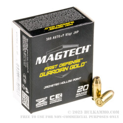 20 Rounds of .380 ACP Ammo by Magtech - 85gr JHP
