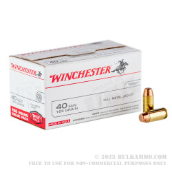 100 Rounds of .40 S&W Ammo by Winchester - 165gr FMJ