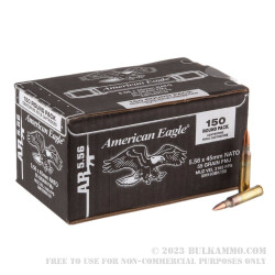 150 Rounds of 5.56x45 Ammo by Federal American Eagle -  55 Grain FMJ