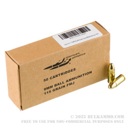 1000 Rounds of 9mm Ammo by American Ballistics - 115gr FMJ