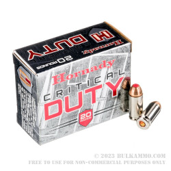20 Rounds of .40 S&W Ammo by Hornady Critical Duty - 175gr JHP