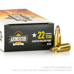 50 Rounds of .22 TCM Ammo by Armscor - 40gr JHP