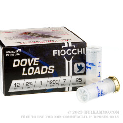 250 Rounds of 12ga Ammo by Fiocchi - 1 ounce #7 steel shot
