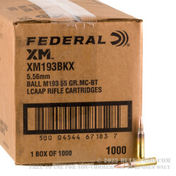 1000 Rounds of 5.56x45 Ammo by Federal - 55gr FMJBT