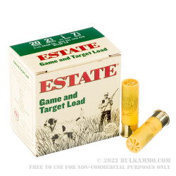25 Rounds of 20ga Ammo by Estate Cartridge - 7/8 ounce #7 1/2 shot