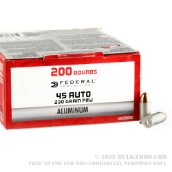 1000 Rounds of .45 ACP Ammo by Federal Chamion Aluminum - 230gr FMJ