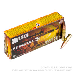 200 Rounds of .300 AAC Blackout Ammo by Federal Fusion MSR - 150gr Bonded SP