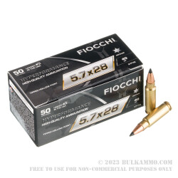 500 Rounds of 5.7x28mm Ammo by Fiocchi - 40gr Polymer Tipped