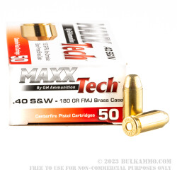 50 Rounds of .40 S&W Ammo by MAXX Tech - 180gr FMJ