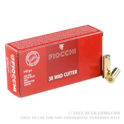 50 Rounds of .38 Spl Ammo by Fiocchi - 148gr Lead Wadcutter
