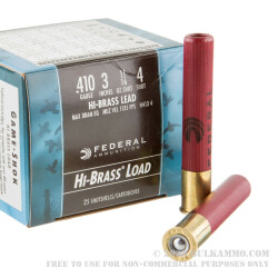 25 Rounds of .410 Ammo by Federal -  #4 shot