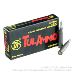 1000 Rounds of .223 Ammo by Tula - 75gr HP