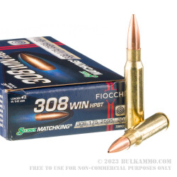 20 Rounds of .308 Win Ammo by Fiocchi Exacta Match - 175gr MatchKing HPBT