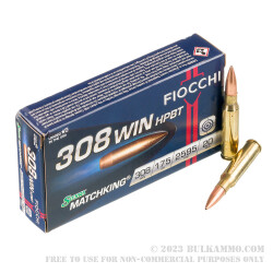 20 Rounds of .308 Win Ammo by Fiocchi Exacta Match - 175gr MatchKing HPBT