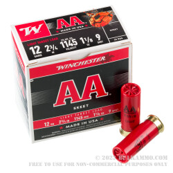 25 Rounds of 12ga 2-3/4" Ammo by Winchester - 1 1/8 ounce #9 shot