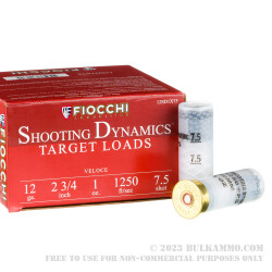 250 Rounds of 12ga Ammo by Fiocchi Shooting Dynamics - 1 ounce #7 1/2 shot