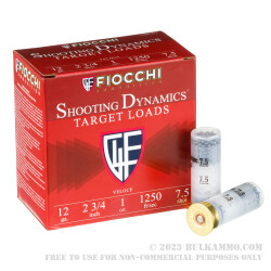 250 Rounds of 12ga Ammo by Fiocchi Shooting Dynamics - 1 ounce #7 1/2 shot