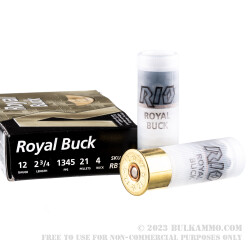 5 Rounds of 12ga Ammo by Rio Ammunition -  2-3/4" #4 Buck