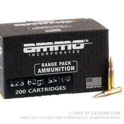 200 Rounds of .223 Ammo by Ammo Inc. - 62gr FMJ SS109