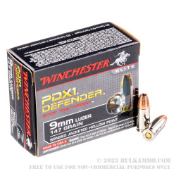 20 Rounds of 9mm Ammo by Winchester Supreme Elite- 147gr PDX1 BJHP
