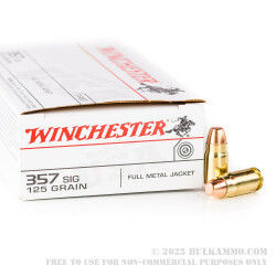 50 Rounds of .357 SIG Ammo by Winchester - 125gr FMJ
