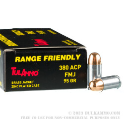 1000 Rounds of .380 ACP Ammo by Tula - 95gr FMJ *NONMAGNETIC*