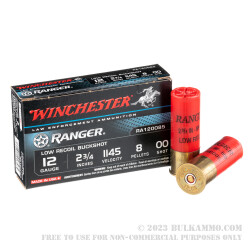 250 Rounds of 12ga Ammo by Winchester Ranger - 00 Buck 8 Pellets Low Recoil