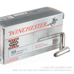 50 Rounds of .38 Special +P Ammo by Winchester Super-X - 125gr JHP