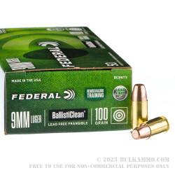 50 Rounds of 9mm Ammo by Federal LE BallistiClean - 100gr RHT Frangible