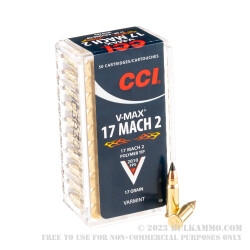 50 Rounds of .17HM2 Ammo by Hornady - 17gr V-Max