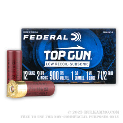 250 Rounds of 12ga Ammo by Federal Top Gun Subsonic - 1 1/8 ounce #7 1/2 shot