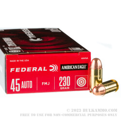 50 Rounds of .45 ACP Ammo by Federal American Eagle - 230gr FMJ