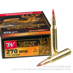 20 Rounds of .270 Win Ammo by Winchester Copper Impact - 130gr Copper Extreme Point