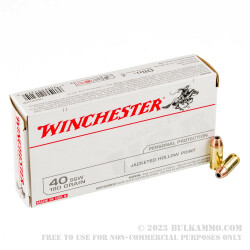 500  Rounds of .40 S&W Ammo by Winchester - 180gr JHP