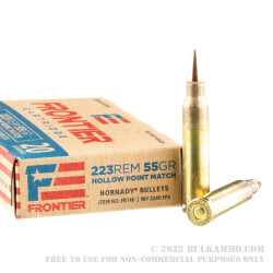20 Rounds of .223 Ammo by Hornady Frontier - 55gr HP Match