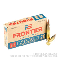 20 Rounds of .223 Ammo by Hornady Frontier - 55gr HP Match