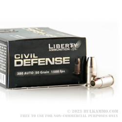 20 Rounds of .380 ACP Ammo by Liberty Civil Defense Ammunition - 50gr SCHP