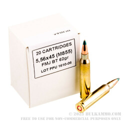 1000 Rounds of 5.56x45 M855 Ammo by Prvi Partizan - 62 Grain FMJBT