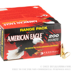 1000 Rounds of 9mm Ammo by Federal American Eagle - 115gr FMJ