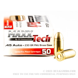 50 Rounds of .45 ACP Ammo by MAXX Tech - 230gr FMJ