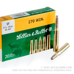 20 Rounds of .270 Win Ammo by Sellier & Bellot - 150gr SP