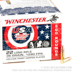 500 Rounds of .22 LR Ammo by Winchester USA Game & Target - 36gr CPHP