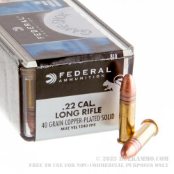 100 Rounds of .22 LR Ammo by Federal Game-Shok - 40gr CPRN