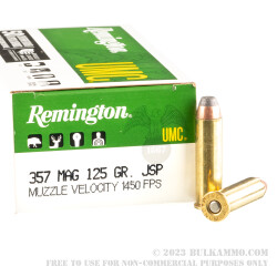 50 Rounds of .357 Mag Ammo by Remington - 125gr JSP
